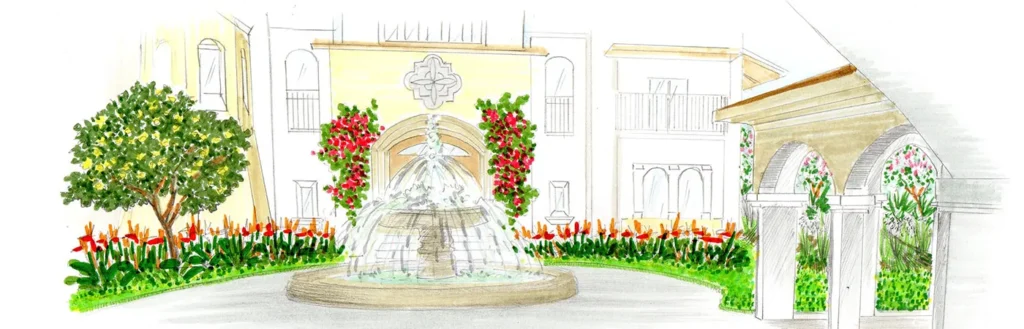Cour fontaine couleur