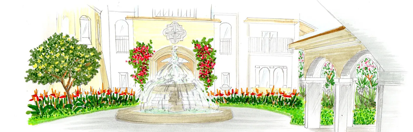 Cour fontaine couleur 1