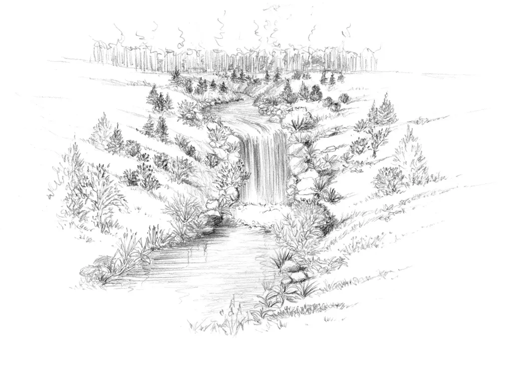 Cascade Le Serrain avec plantations